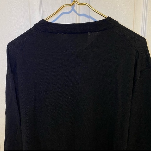 Huntington v neck black sweater made in Italy 100% Merino Wool Large size: 52 - Picture 7 of 11